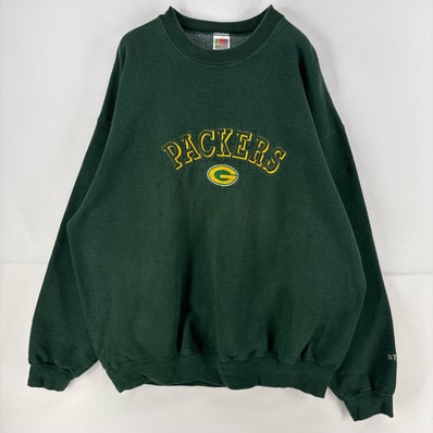 古着 フルーツオブザルーム FRUIT OF THE LOOM USA製 スウェット 刺繍 NFLパッカーズ 肉厚 ヘビー トレーナー 2XL グリーン メンズ
