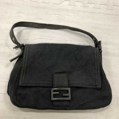 FENDI Cotton Canvas Shoulder Bag "Gray"