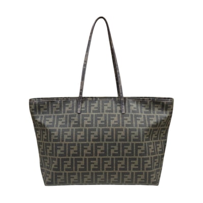 フェンディ ショッピング ロールバッグ ズッカ トートバッグ PVCコーティングキャンバス 8BH185 ブラウン レディース FENDI 中古