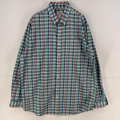古着 エルエルビーン L.L.Bean 長袖シャツ 胸ポケット 大きいサイズ マルチカラー XL グリーン系 チェック メンズ