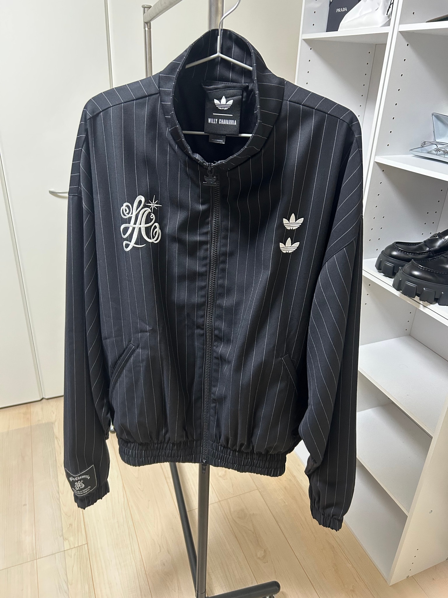 adidas x Willy Chavarria Pinstripe Track Jacket "Black/White"
