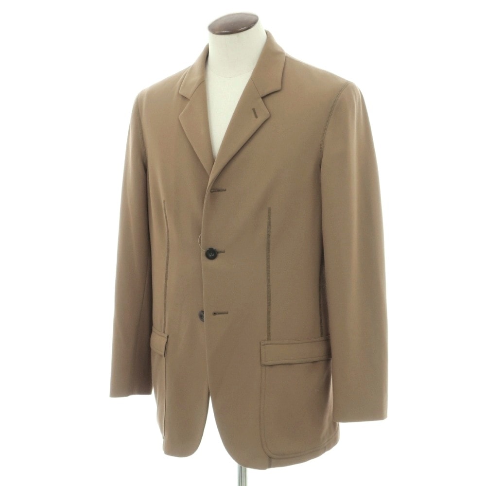 【中古】ジョルジオアルマーニ GIORGIO ARMANI ポリエステルレーヨンウール 3B カジュアルジャケット ダークベージュ【サイズ52】【メンズ】