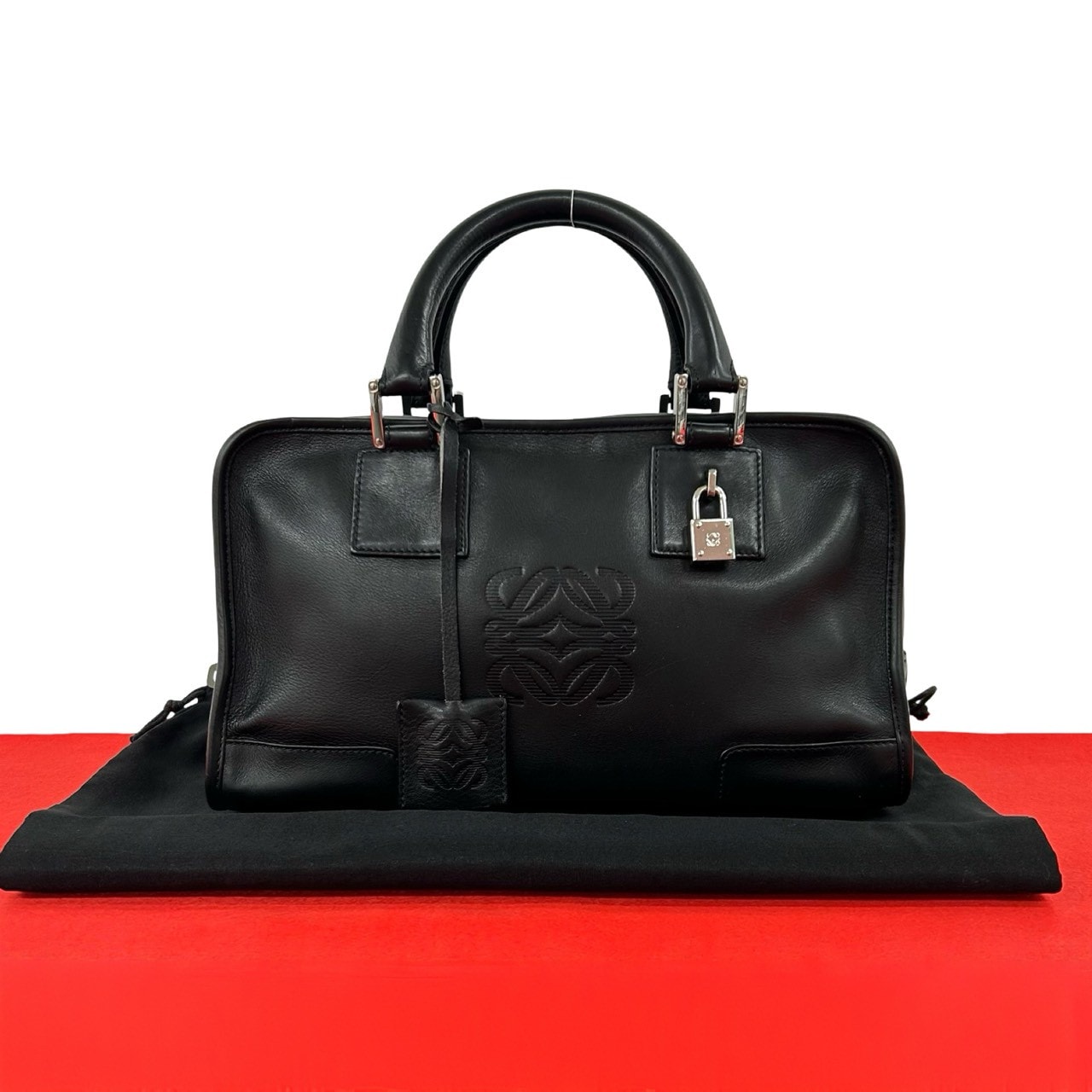 LOEWE ロエベ アマソナ 28 アナグラム ロゴ レザー ハンドバッグ ブラック
 237-5