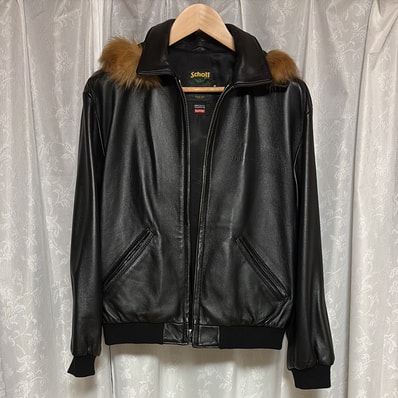 Supreme Schott Hooded Leather Bomber Jacket "Black"