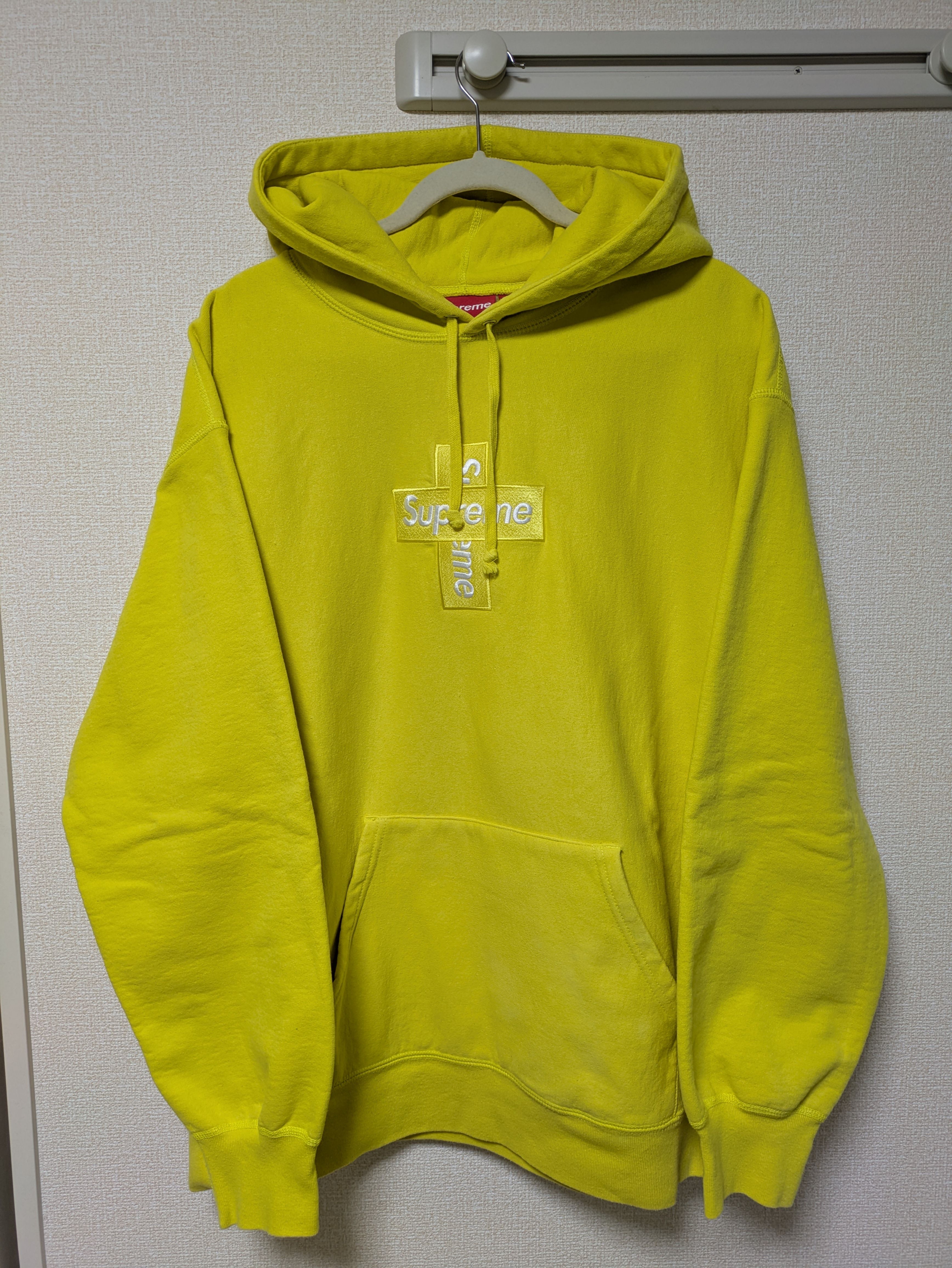 Supreme Cross Box Logo Hooded Sweatshirt "Yellow"
