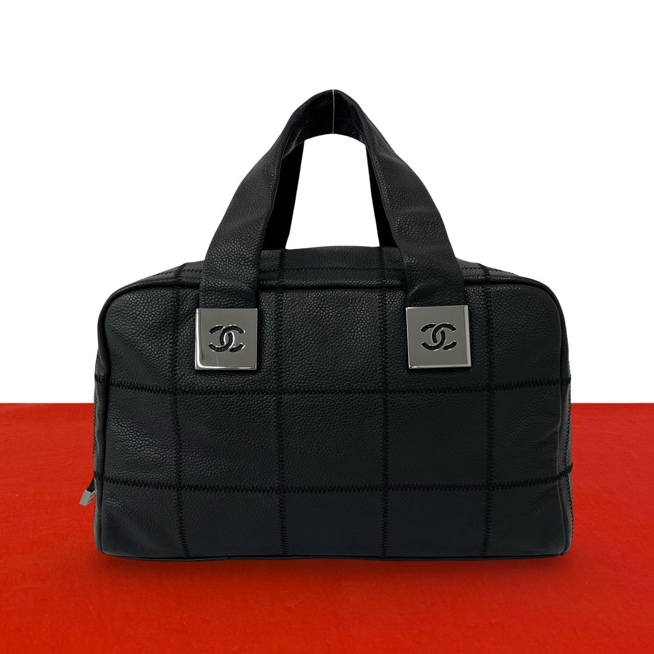 CHANEL シャネル チョコバー ココマーク キャビアスキン ハンドバッグ ブラック
28769