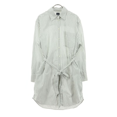 GAP ギャップ ストライプ柄 長袖 膝丈 シャツワンピース XS ホワイト