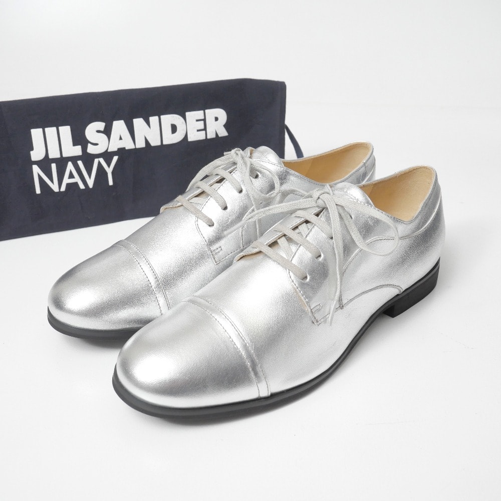 ■美品■JIL SANDER NAVY ジルサンダー ネイビー ドレスシューズ サイズ37 ストレートチップ レザー 靴 ブランド古着【中古】20260407/RA8488