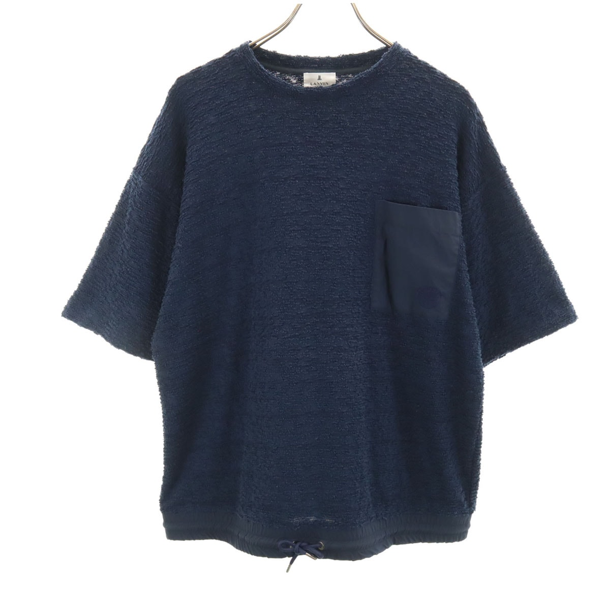 LANVIN en Bleu ランバンオンブルー 日本製 5分袖 パイル地 カットソー 48 ネイビー ポケT
