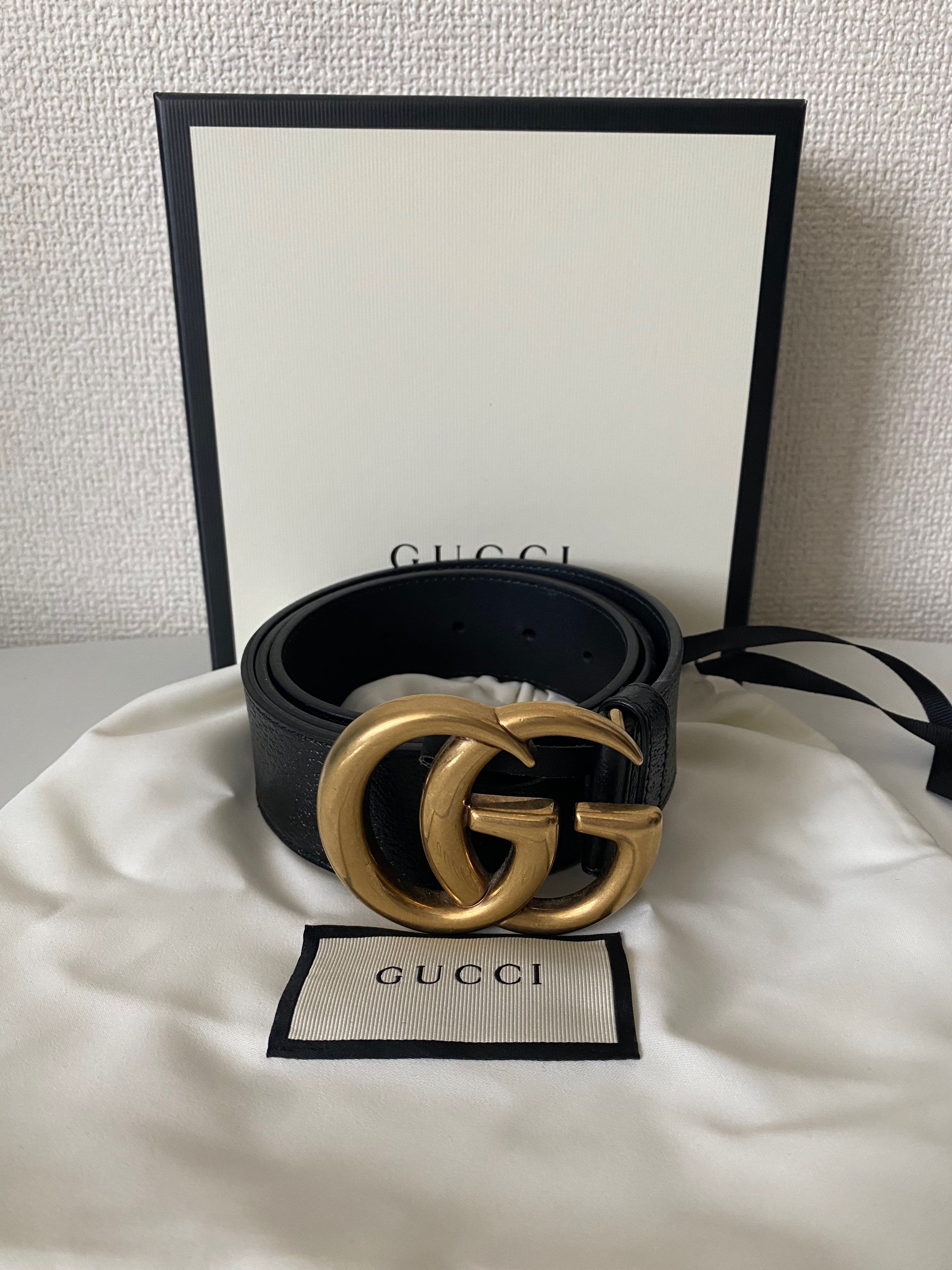 GUCCI グッチ ダブルGバックル レザー ベルト 1000