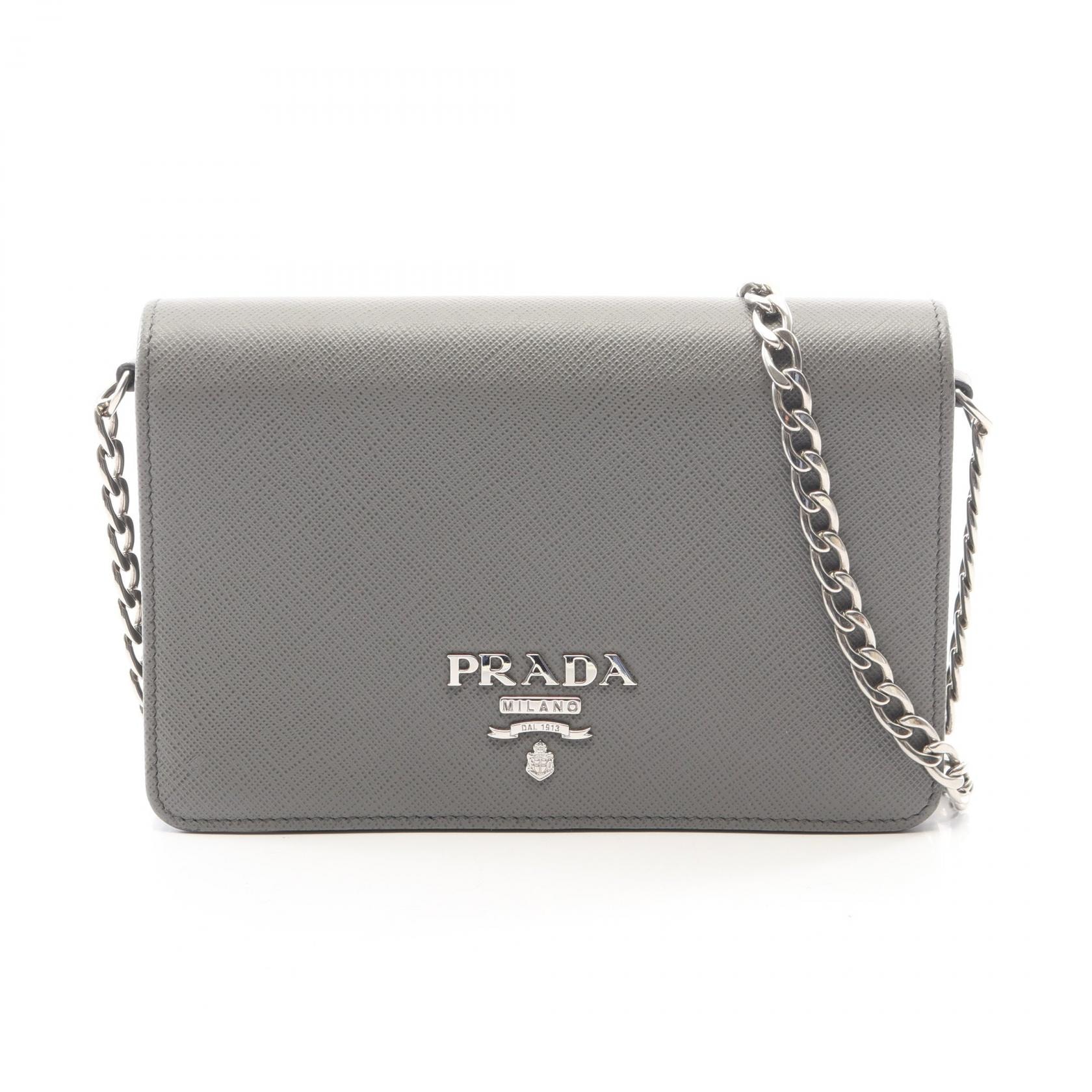 プラダ PRADA SAFFIANO LUX ショルダーバッグ バッグ サフィアーノレザー レディース グレー系 1BP006 【中古】