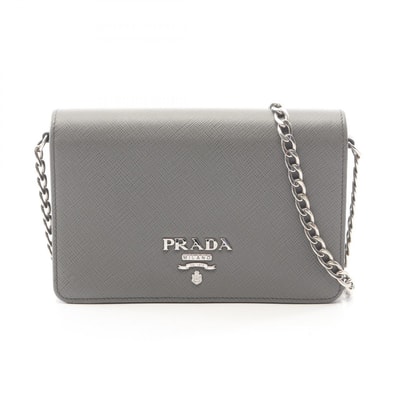 プラダ PRADA SAFFIANO LUX ショルダーバッグ バッグ サフィアーノレザー レディース グレー系 1BP006 【中古】