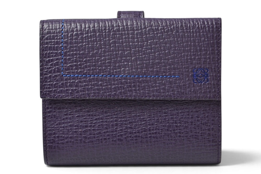 ロエベ 財布 LOEWE 三つ折り財布 アナグラム トリフォルド パープル【中古】