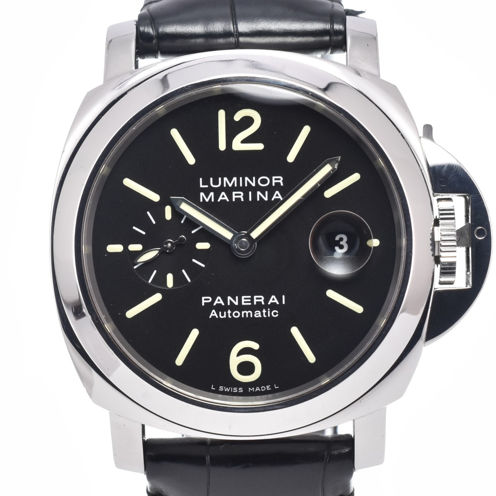パネライ PANERAI PAM00104 ルミノールマリーナ ブラック 自動巻き メンズ 良品 箱・保証書付き 腕時計 J#150429