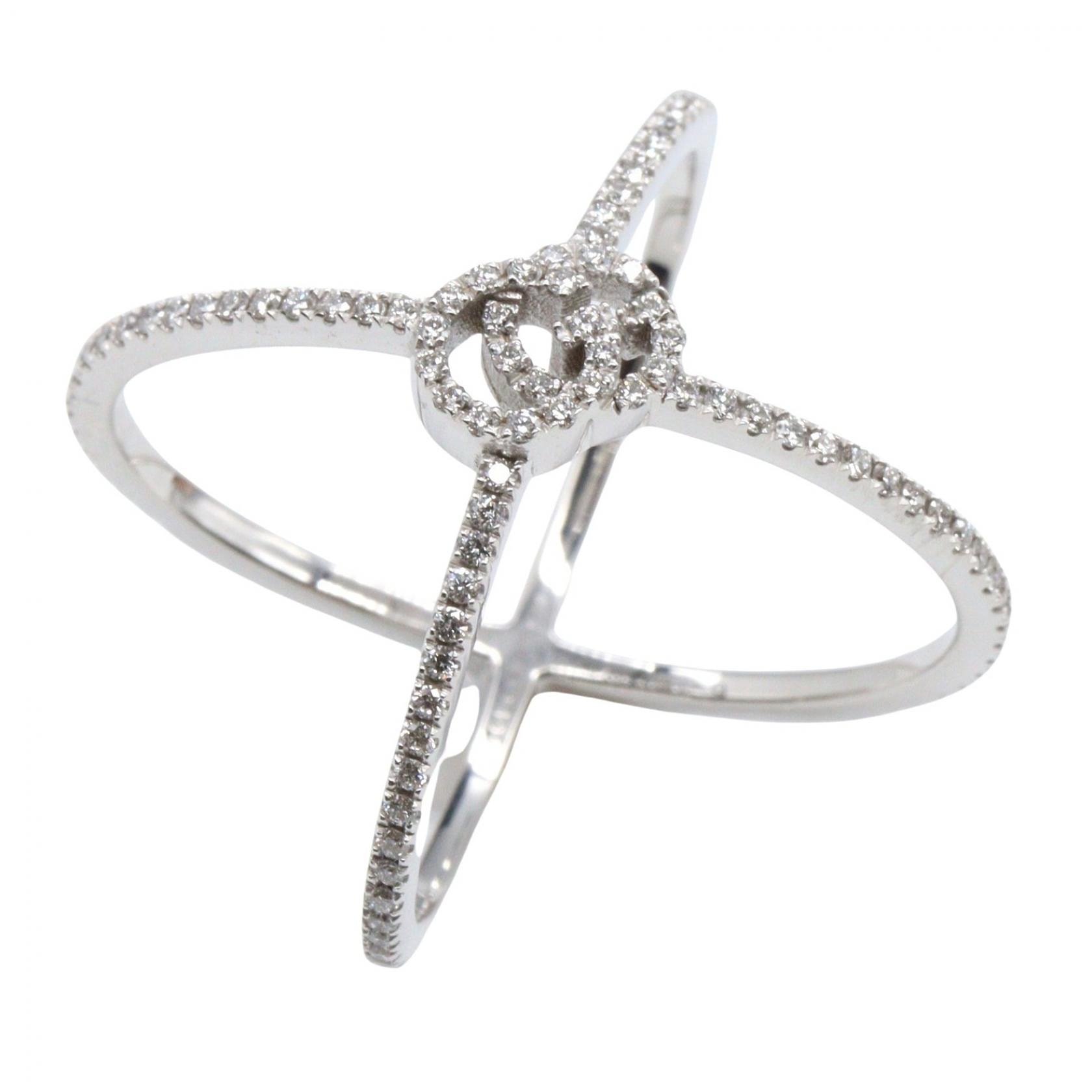 グッチ GUCCI GGランニング クロス ダイヤ リング リング・指輪 ジュエリー K18WG(ホワイトゴールド) ダイヤモンド レディース シルバー系 【中古】