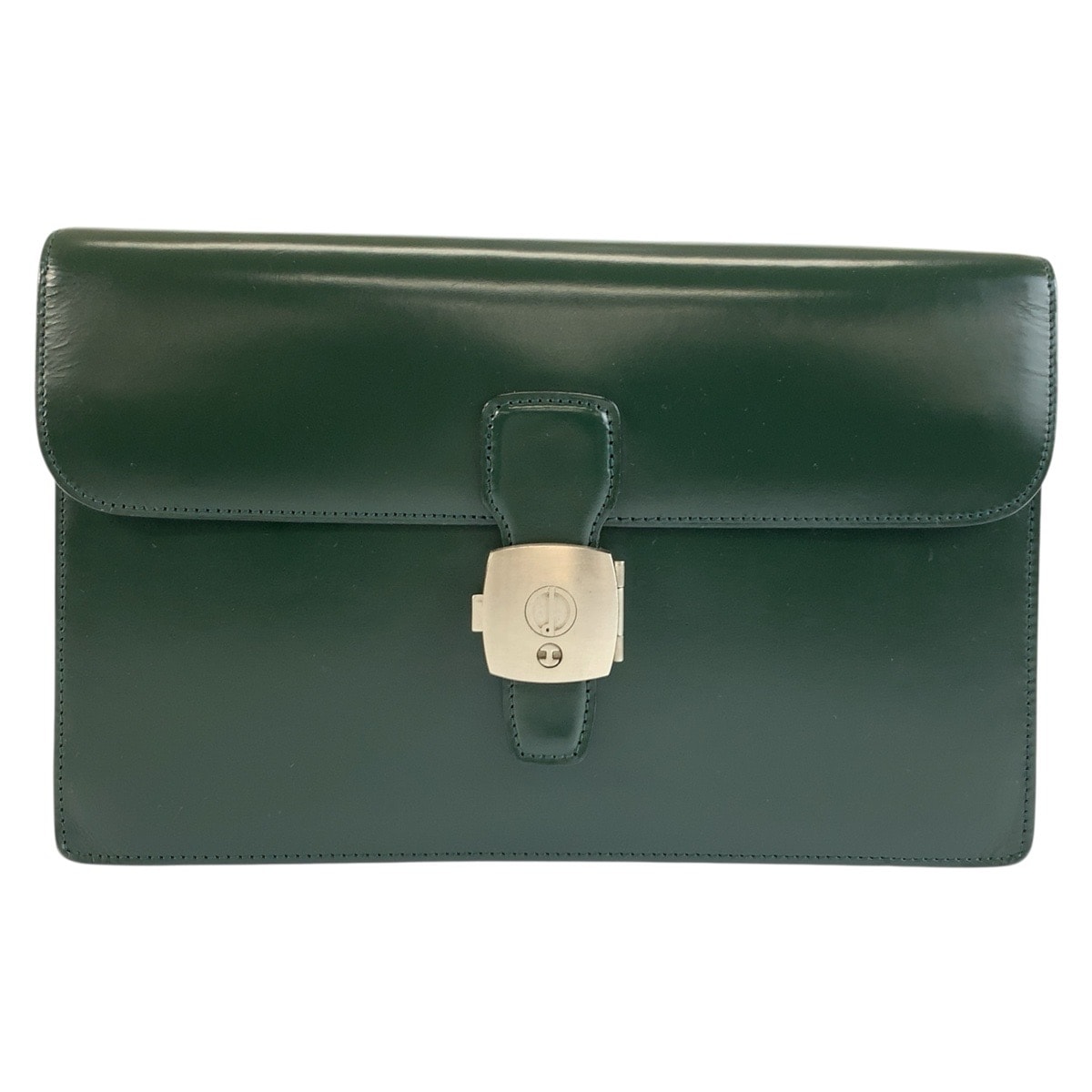 美品 Dunhill ダンヒル グリーン シルバー金具 レザー クラッチバッグ セカンドバッグ 604232 【中古】