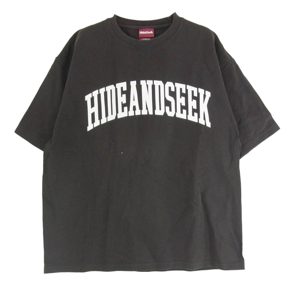 HideandSeek ハイドアンドシーク Tシャツ フロント アーチロゴ プリント ショートスリーブ Tシャツ 半袖カットソー チャコール系 L【中古】