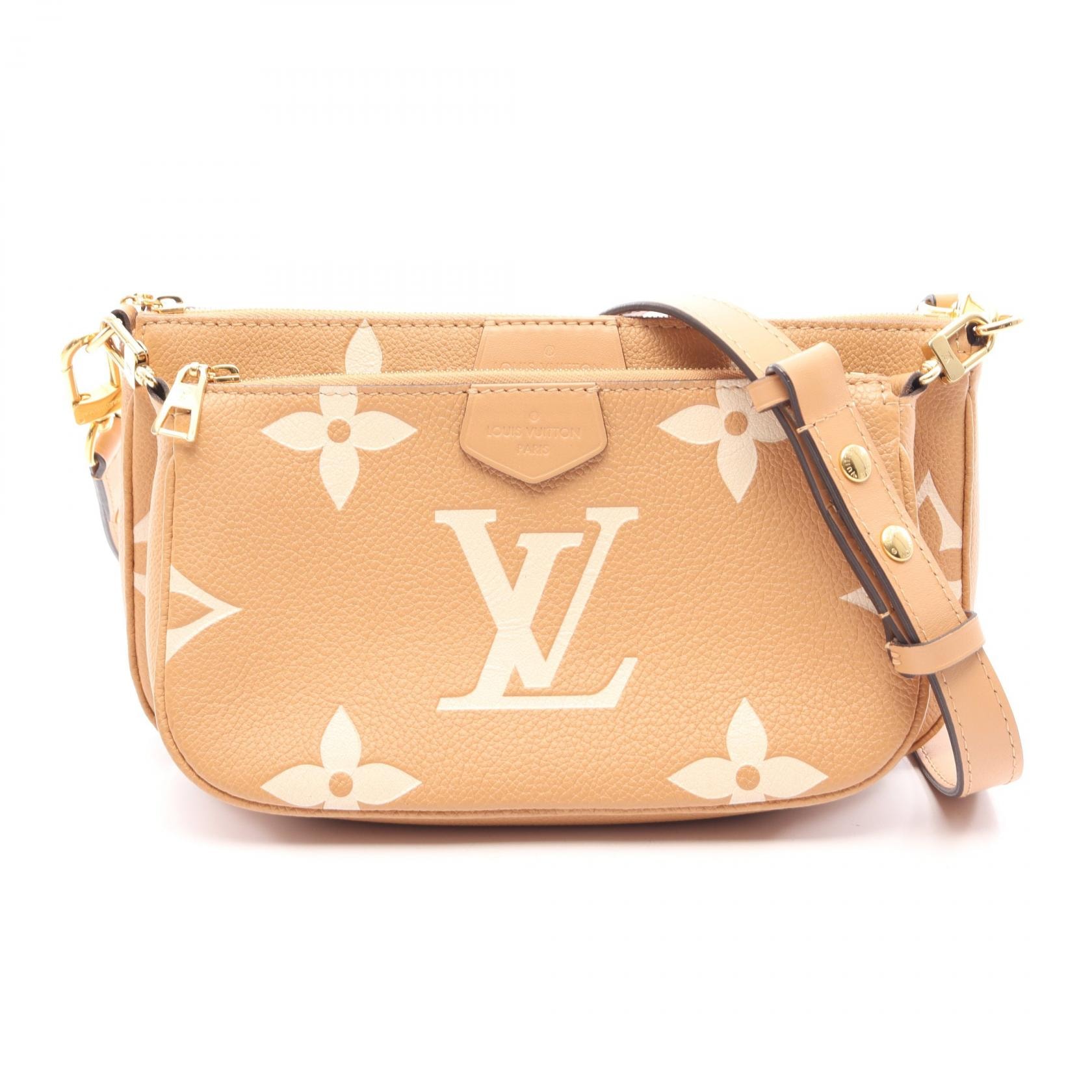 ルイ・ヴィトン LOUIS VUITTON ミュルティ ポシェット アクセソワール バイカラー ショルダーバッグ バッグ レザー モノグラム・アンプラント ベージュ レディース ベージュ系 M45983 【中古】