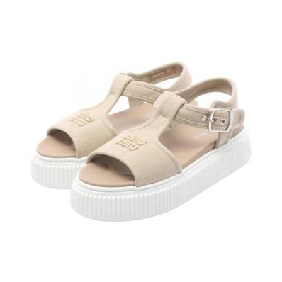 ミュウ ミュウ Miu Miu 厚底 プラットフォーム サンダル 靴 デニム レディース ベージュ系 【中古】