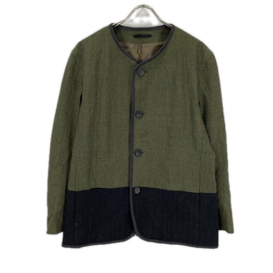 イッセイミヤケメン 14SS ME41FD079 カーキ ウール ノーカラー チロリアンジャケット 2