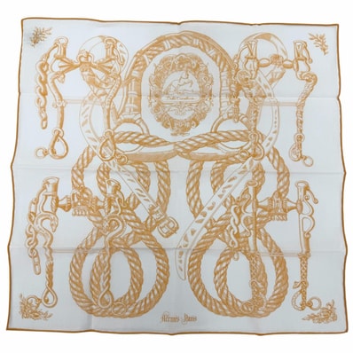 極美品 エルメス スカーフ Della Cavalleria オレンジ