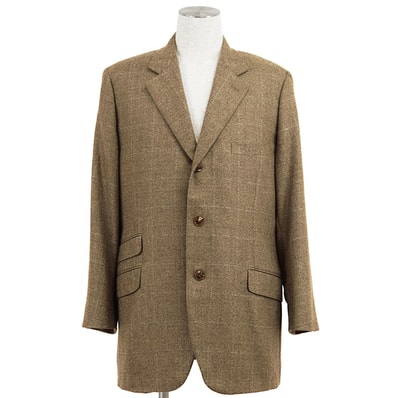 【極美品】HERMES エルメス カシミア100% ジャケット サイズ 52 メンズ テーラード 3B アウター ブラウン イタリア製
