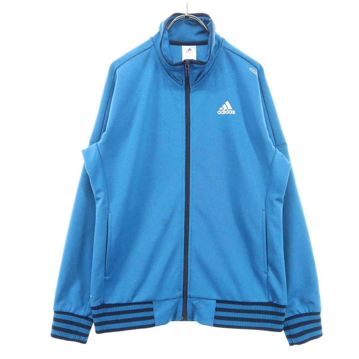美品 adidas アディダス ワンポイントロゴ 長袖 トラックジャケット OT ブルー ジャージ