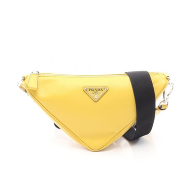 プラダ PRADA トライアングル ショルダーバッグ バッグ レザー レディース イエロー系 【中古】