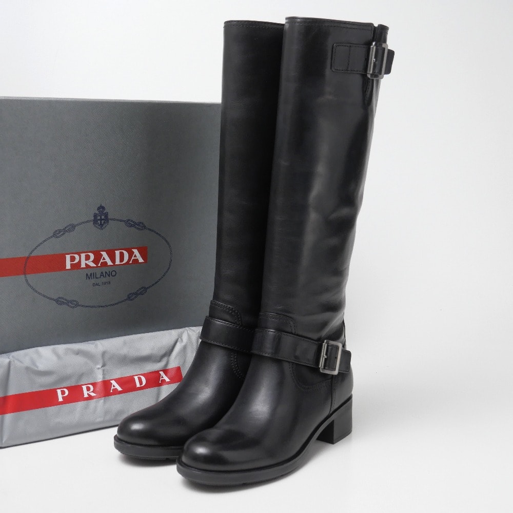 ■未使用品■PRADA SPORTS プラダスポーツ ブーツ サイズ36.5 レザー ロング バイカーブーツ エンジニアブーツ 靴 20260923/RB0951