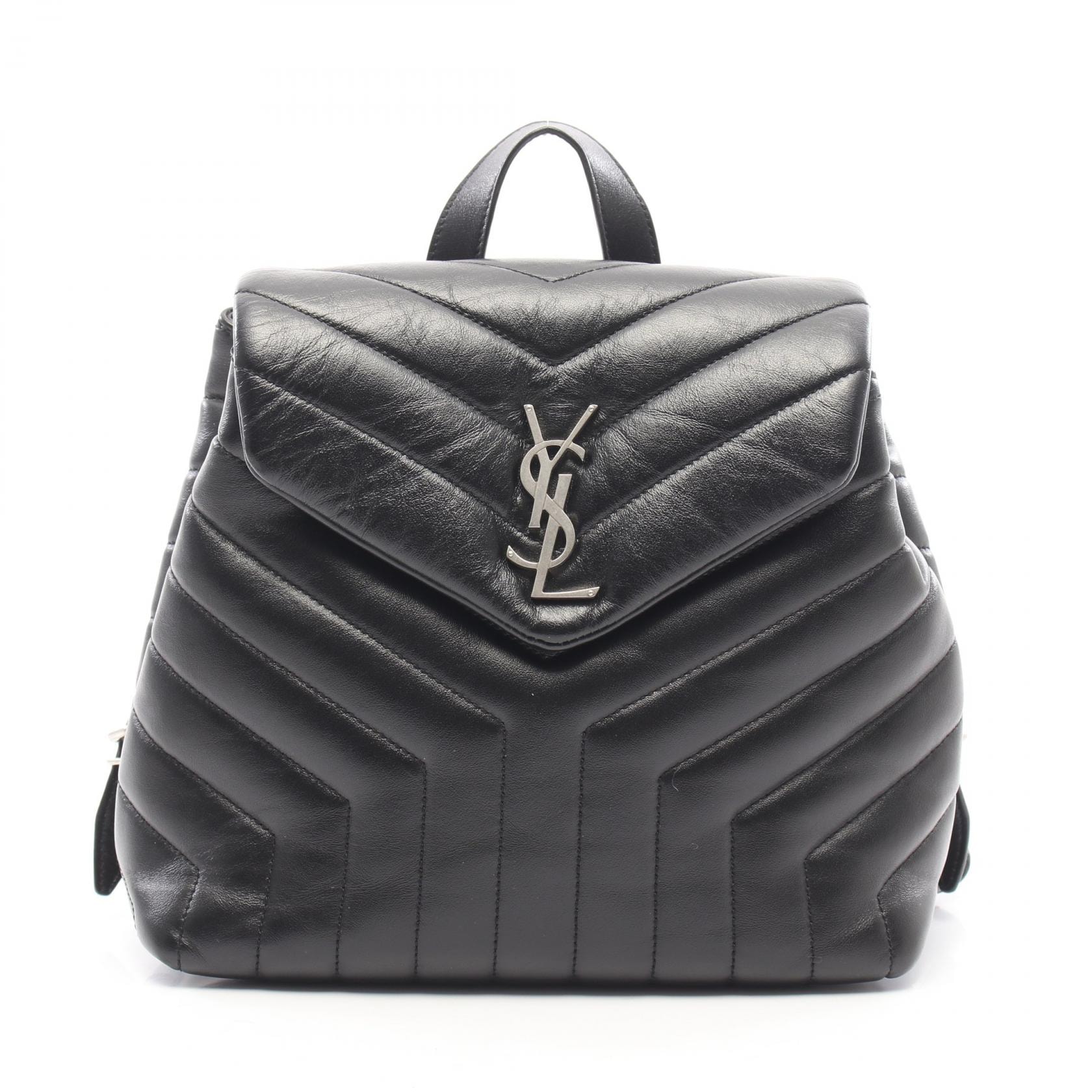 サンローランパリ SAINT LAURENT PARIS ルル リュックサック バックパック バッグ レザー レディース ブラック系 487220 【中古】