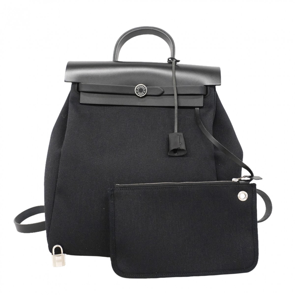 【6db1725】エルメス リュック・デイパック エールバッグジップアドMM トワルオフィシエ ブラック シルバー金具 Z刻印【中古】メンズ レディース ユニセックス