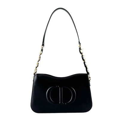 クリスチャンディオール Christian Dior ショルダーバッグ CDシグネチャー レザー ブラック レディース【中古】 z10504