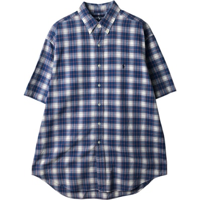古着 00年代 ラルフローレン Ralph Lauren BLAKE 半袖 ボタンダウン チェックシャツ メンズL相当/eaa643924