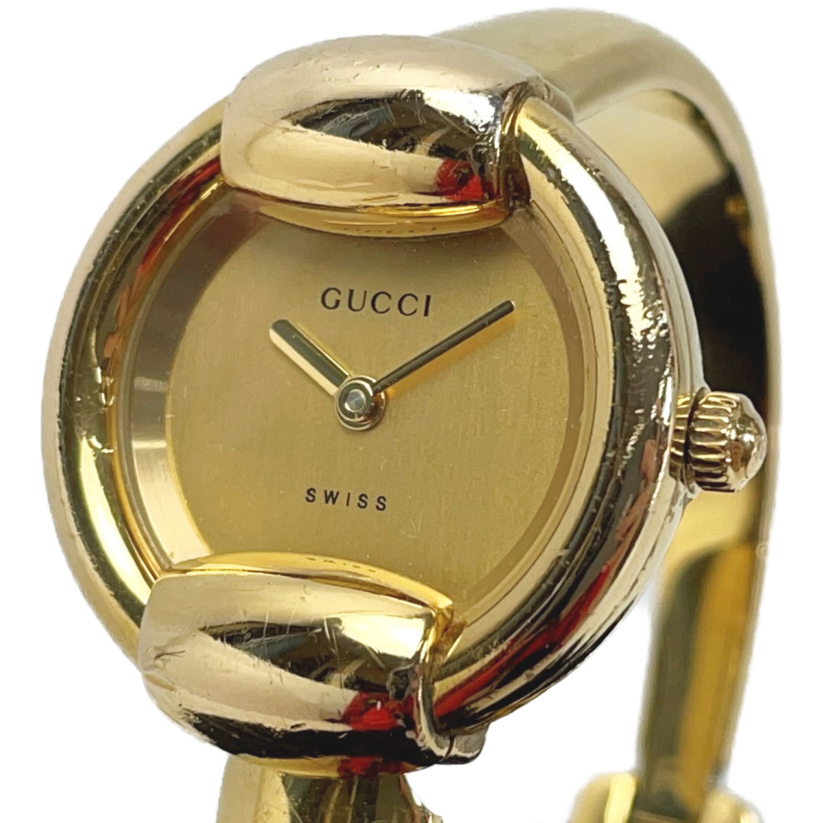 ☆☆GUCCI グッチ バングル時計 クオーツ ゴールド文字盤 1400L レディース 腕時計