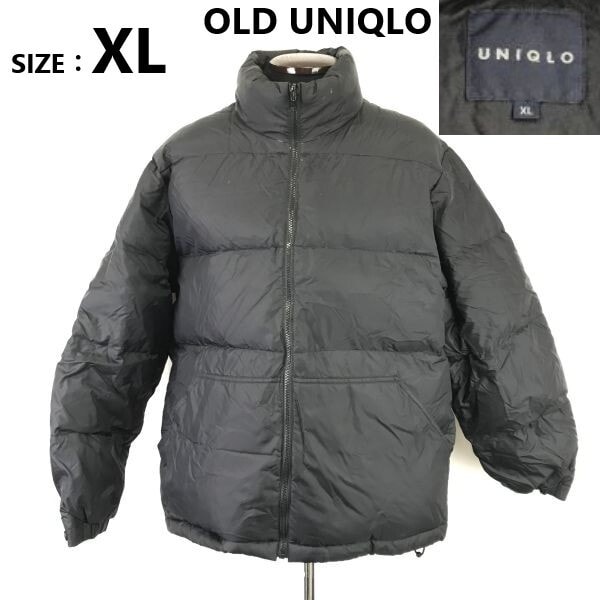 90s-00s★OLD UNIQLO/ユニクロ★ダウンジャケット【メンズXL/黒/ブラック】紺タグ/Vintage/Coat/Jacket/Jumper◆TBH984