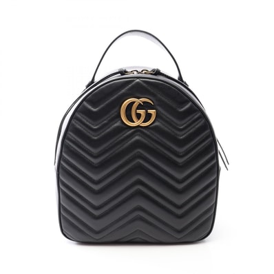 グッチ GUCCI GGマーモント リュックサック バックパック バッグ レザー レディース ブラック系 476671 【中古】