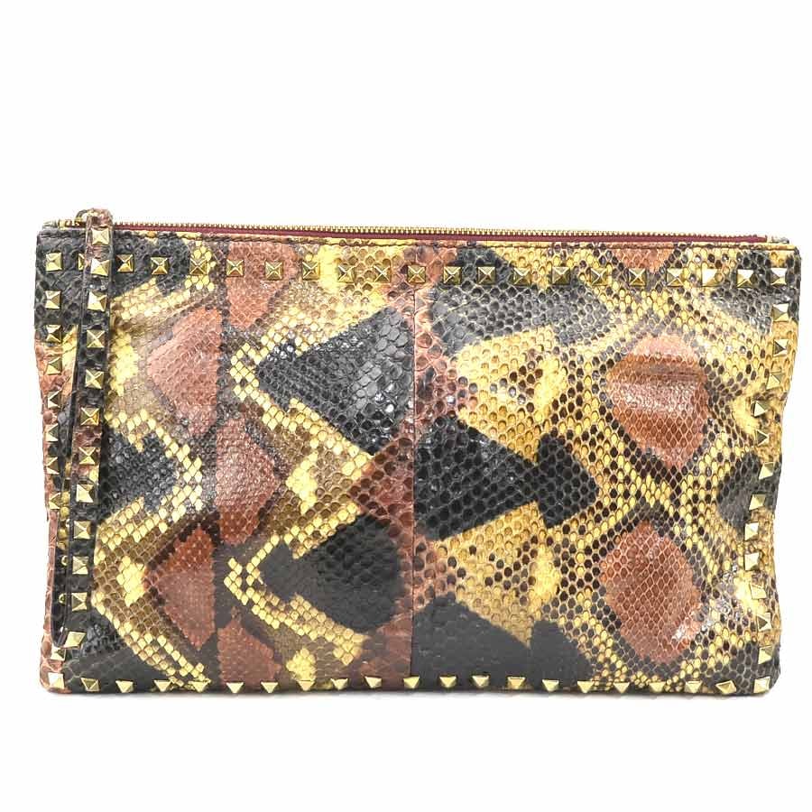 ヴァレンティノ ガラヴァーニ Valentino Garavani クラッチバッグ パイソン マルチカラー ユニセックス【中古】 h31633a