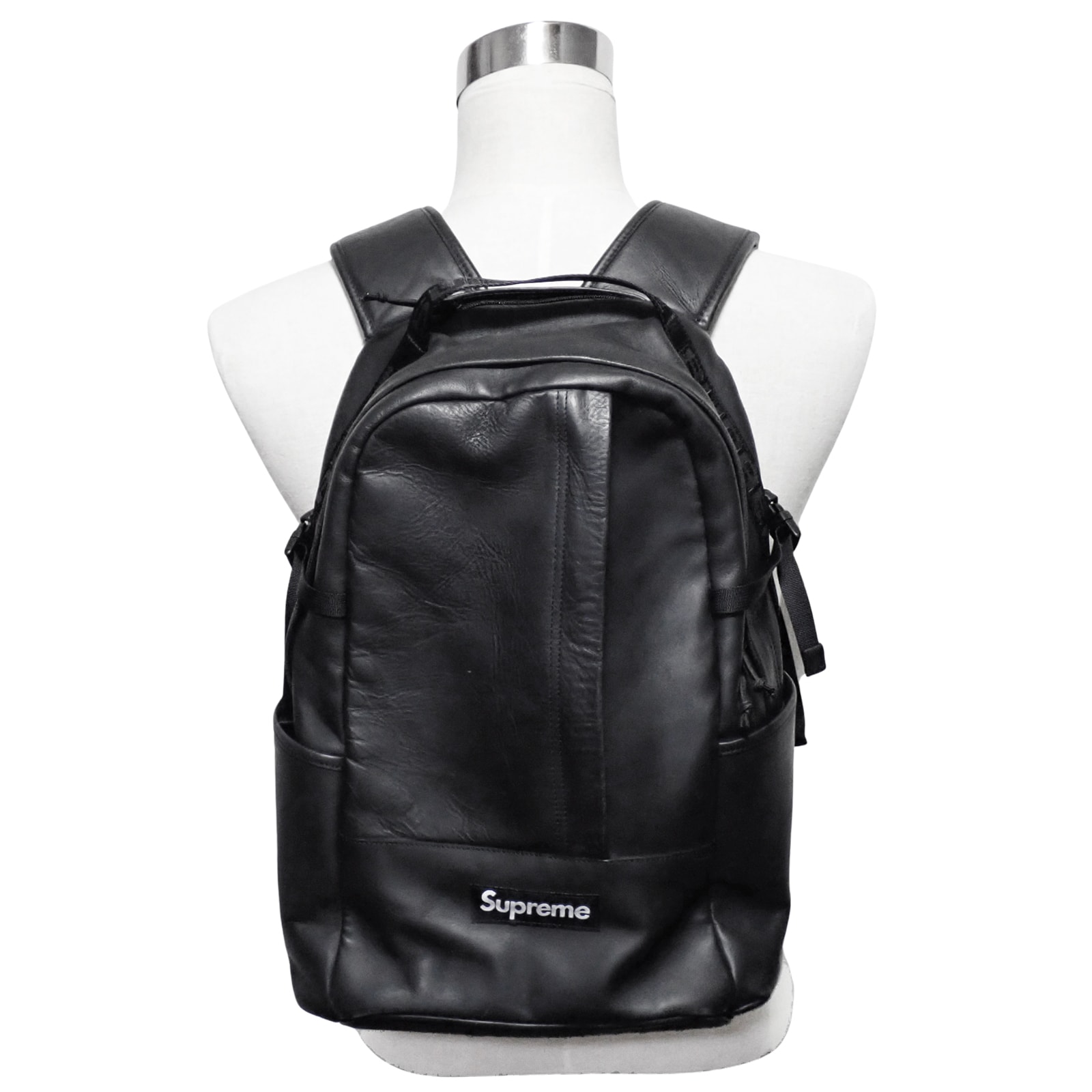 Supreme シュプリーム  レザー バックパック 23AW ロゴ リュック  ブラック  メンズ リュック・デイパック
