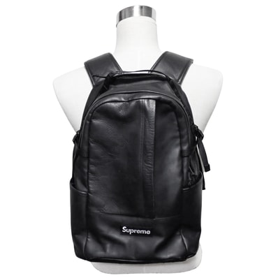 Supreme シュプリーム レザー バックパック 23AW ロゴ リュック ブラック メンズ リュック・デイパック