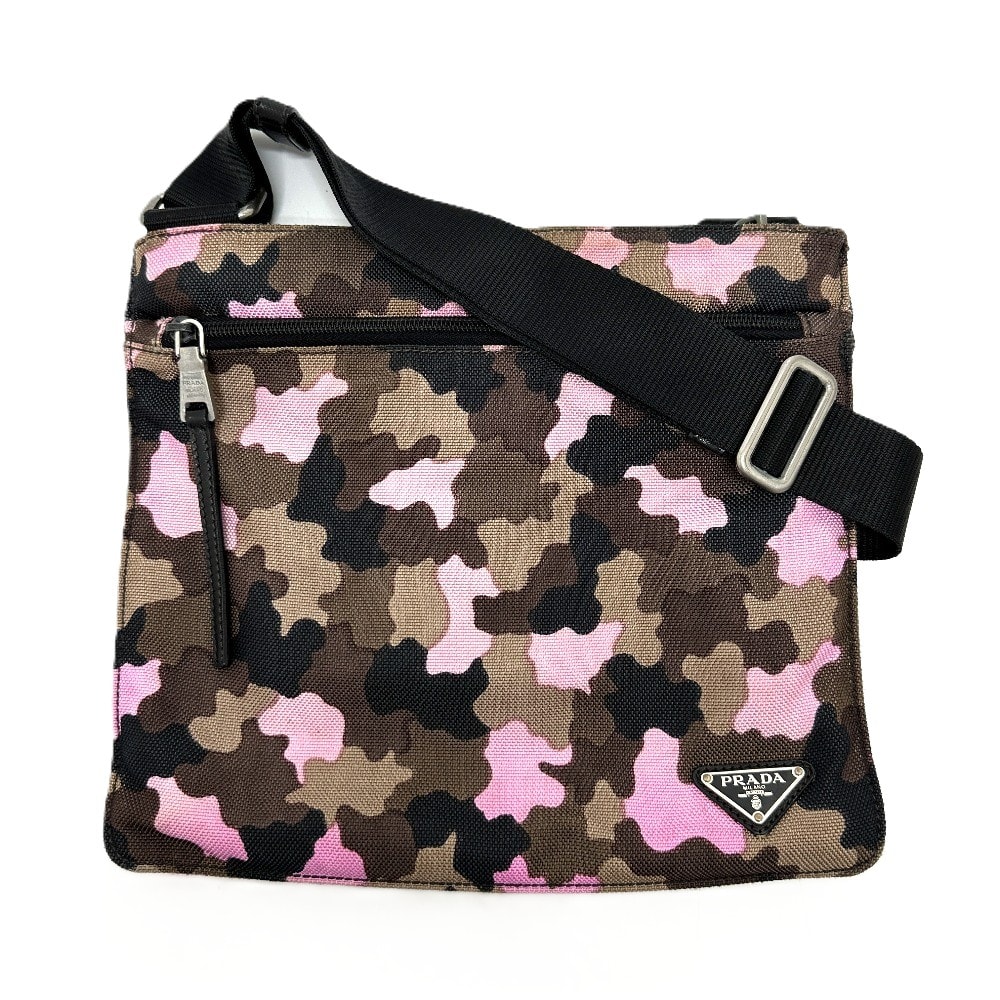 プラダ PRADA 迷彩 カモフラージュ VA0886 フラット 斜め掛け 三角ロゴプレート ショルダーバッグ キャンバス マルチカラー