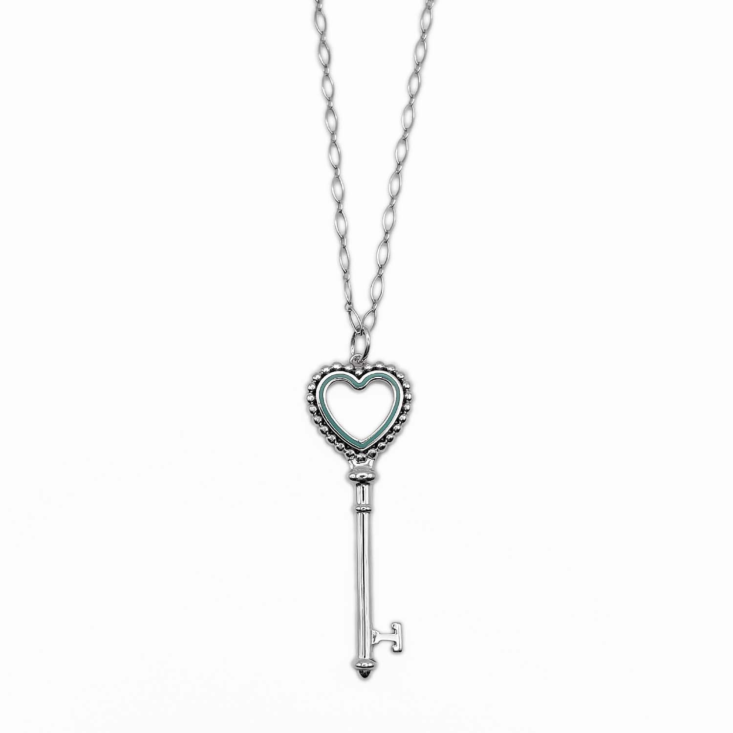 TIFFANY&Co. ティファニー ビーズハートキー ネックレス
 ペンダント SV925 エナメル シルバー 新品仕上済 レディース
 【中古】