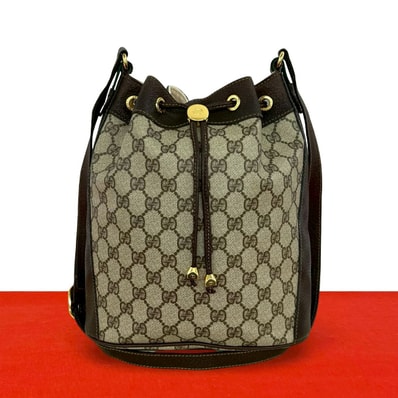 GUCCI グッチ シェリーライン GG ロゴ 柄 金具 レザー PVC ショルダーバッグ ブラウン
96229