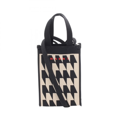 マルニ MARNI ナノショッピングバッグ 千鳥格子 2WAY ショルダーバッグ バッグ ニット レディース ブラック系 / ベージュ系 SHMP0085A1P4556ZO423 【中古】