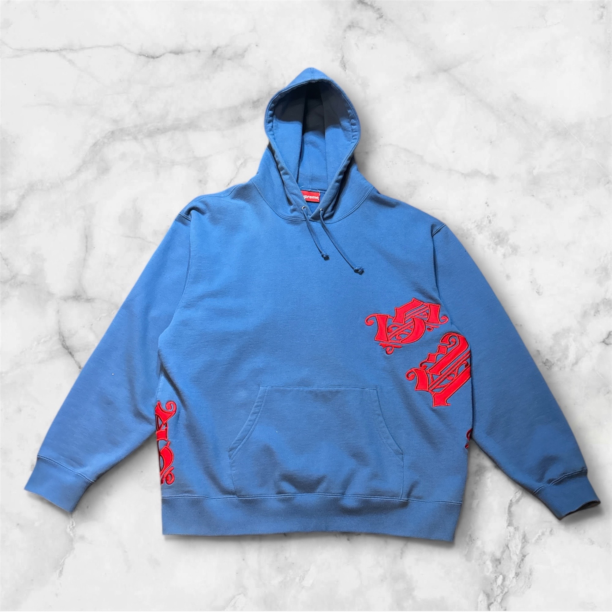 Supreme Old English Wrap Hooded Sweatshirt "Blue"