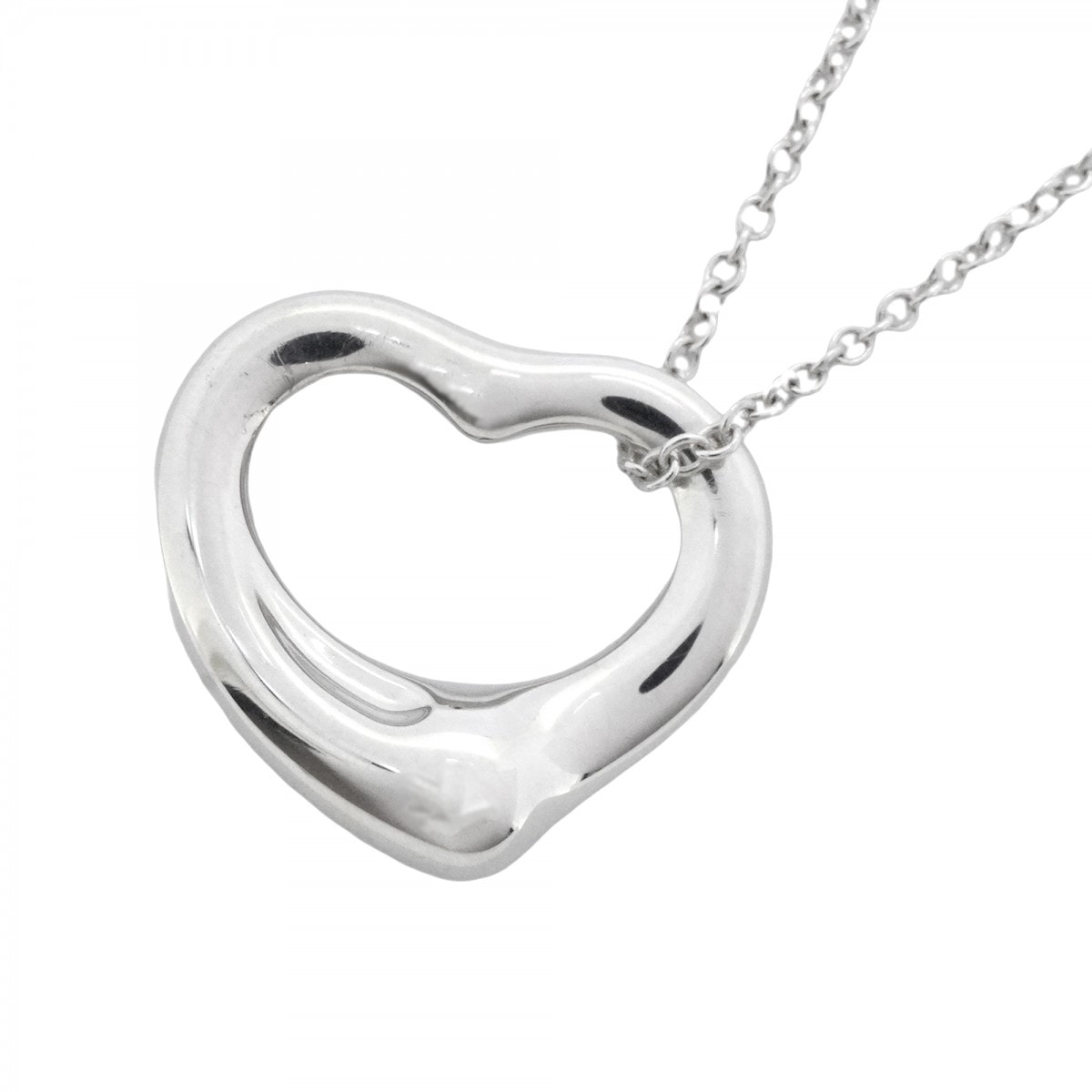 【6jcb0933-k】ティファニー ネックレス オープンハート シルバー925【中古】レディース