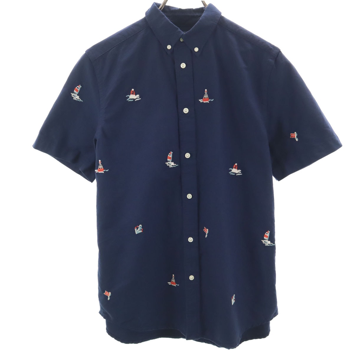 POLO RALPH LAUREN ポロラルフローレン マリン刺繍 半袖 ボタンダウンシャツ XL 18-20 ネイビー