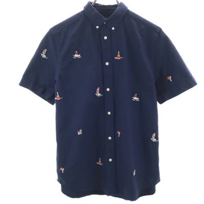 POLO RALPH LAUREN ポロラルフローレン マリン刺繍 半袖 ボタンダウンシャツ XL 18-20 ネイビー