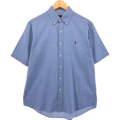 古着 ラルフローレン Ralph Lauren ギンガムチェック 半袖 ボタンダウン チェックシャツ メンズM相当/eaa552713