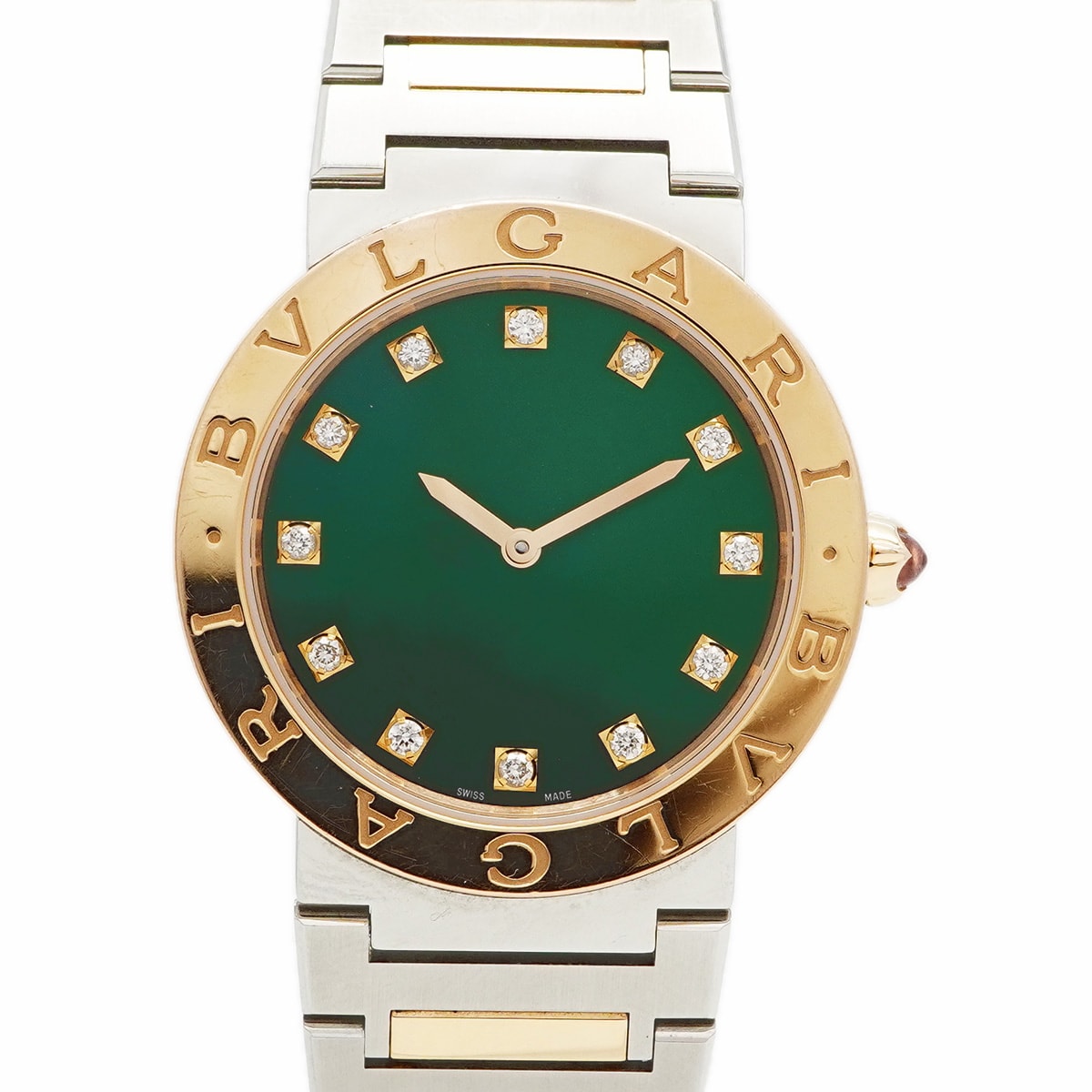 ★最終価格★SALE【6wcd0269】ブルガリ ブルガリブルガリ BBP33SG グリーン文字盤【中古】腕時計 レディース