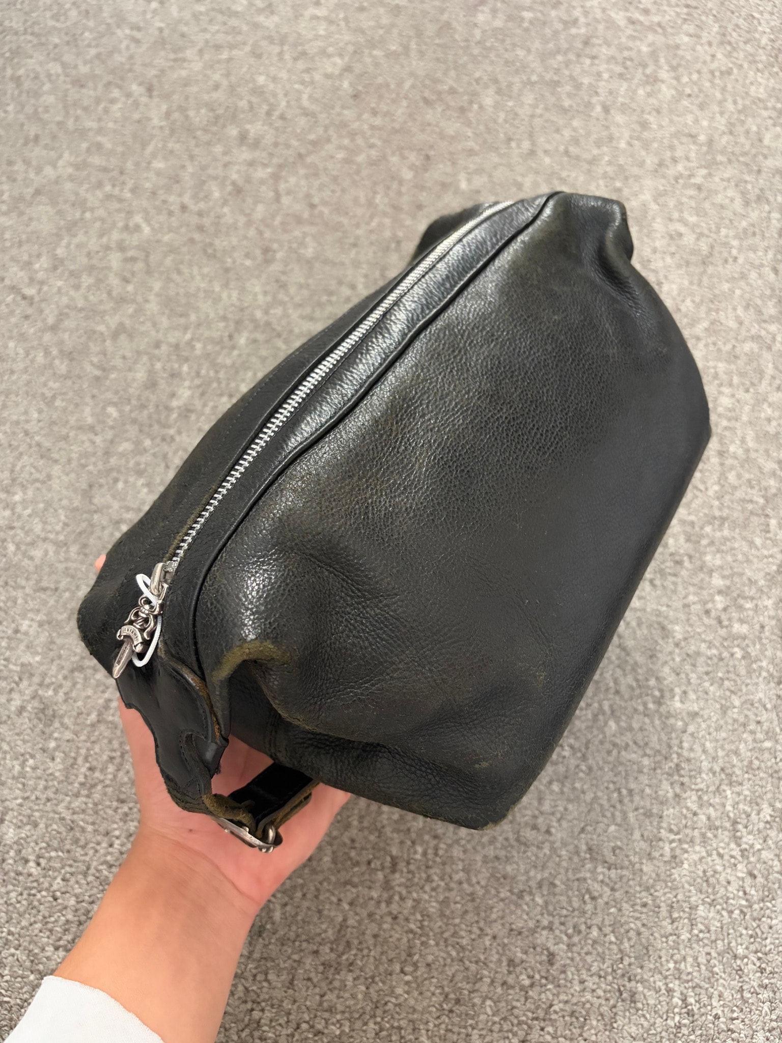 Chrome Hearts Shaving Leather Hand Bag "Black"